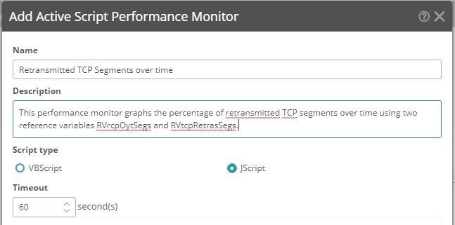 Mnitr Dialg Name: Retransmitted TCP segments ver time Descriptin: This perfrmance mnitr graphs the percentage