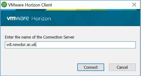 and click New Server Type vdi.newdur.ac.