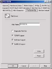 7.9 Print Server Cfg Print Server Network Ability Setting The Print Server Cfg page allows you to set: The Diagnostic Printout, which determines whether or not a diagnostic printout should be printed