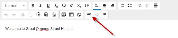 Click on link icon in the tool bar and add the link, add ctabtn in the Stylesheet Classes field that sits in Advanced.