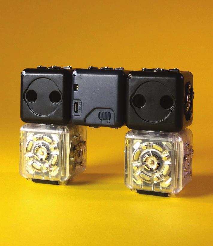 In low light, the Brightness Sense block produces a small number; the Inverse Think block inverts it to a big number, which makes the Drive Action block go fast.