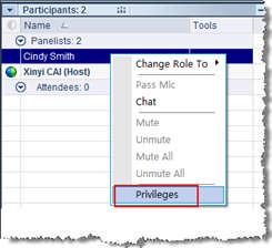 Chapter 13: Managing an Event 2 In the Panelist Privileges dialog box, select Company name and then click