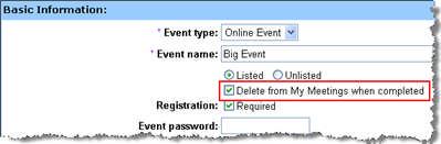 Chapter 2: Planning an Event Specifying basic information Specifying an event type and topic When scheduling an event, you must specify the event type and topic.