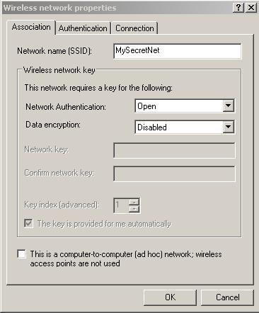 step 3 In the Network name (SSID) field, enter the same name as the SSID set on your 625W in Changing And Hiding Your SSID option A: If NOT