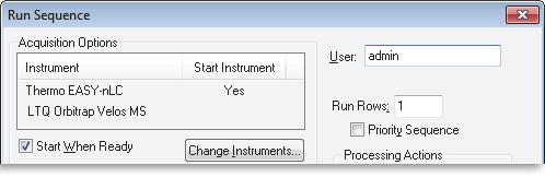 5 Creating and Running Sequences Running Sequences Figure 20. Run Sequence dialog box Start instrument 3.