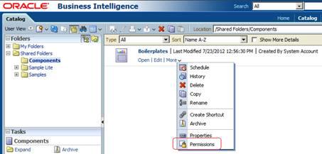 Troubleshooting Note: Since this is an integrated BI Publisher in OBIEE, you cannot edit the permissions from BI Publisher; you need to edit security through OBIEE. 6.