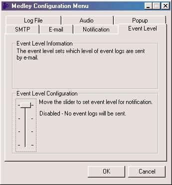 Event Level There are different types of e-mail notifications that may be sent which are set with the Event Level tab.