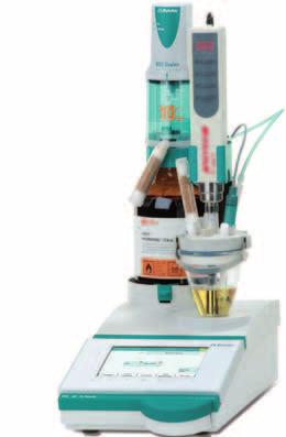 915 KF Ti-Touch Buret, stirrer, dosing unit, membrane pump and Touch Control in a single compact unit Contact-free reagent replacement Intranet and LIMS access without PC Generating PDF reports