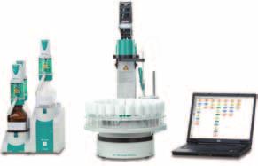 The sample is pipetted out of the beaker into the external Automated pipetting and titration system for up to 100 samples titration vessel, after which a completely automatic determination is carried