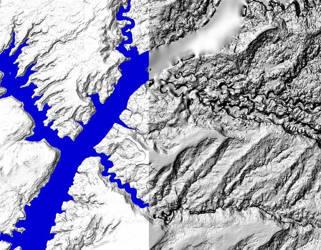 inundation maps Global Mapper ArcMap Shaded-relief settings: sun angle azimuth ambient lighting vertical exaggeration hill shading shadow