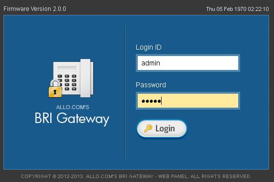 Accessing the WEB GUI BRI Gateway WEB GUI can be accessed either through WAN or Management Interface (LAN) 1) Make the setup as described in Hardware setup section, Lets access the WebGUI through