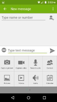 Add Recipient Text message entry field Attachment options