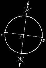 Construct point P, the midpoint of diameter CD.