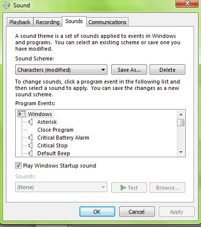 Customizing sounds If you want to personalize the sounds that play when you perform certain actions, right-click on the desktop and select Personalize from the shortcut menu.