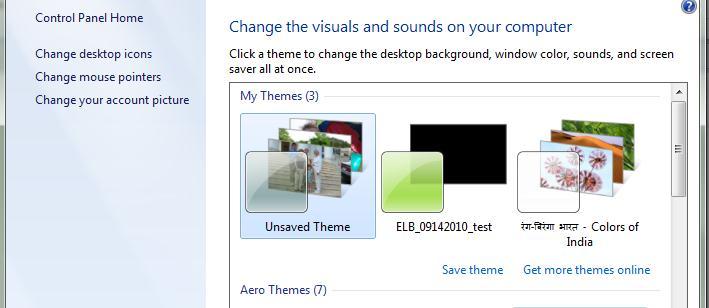 Creating and saving your own theme If you go through the processes described above for customizing the different parts of your computer s visual appearance, you should save all that hard work into