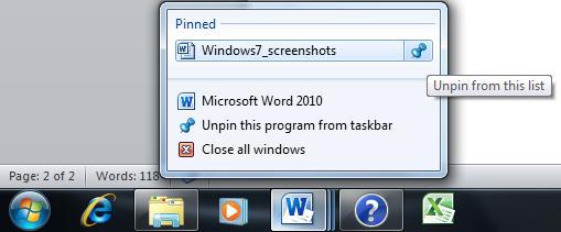 Pinning individual files to an application button on the taskbar Once you have pinned an application to the taskbar, you can add specific files to it so that you can open them more easily.