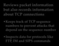 connections Keeps track of TCP sequence numbers to prevent attacks