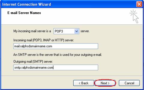 uk (replacing yourdomain.co.uk with your domain name) in the Incoming mail (POP3, IMAP or HTTP) server text box.