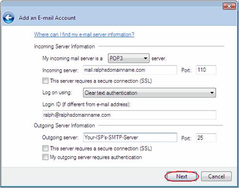 Step 7 Click Finish to set up your account, and close the new account wizard.