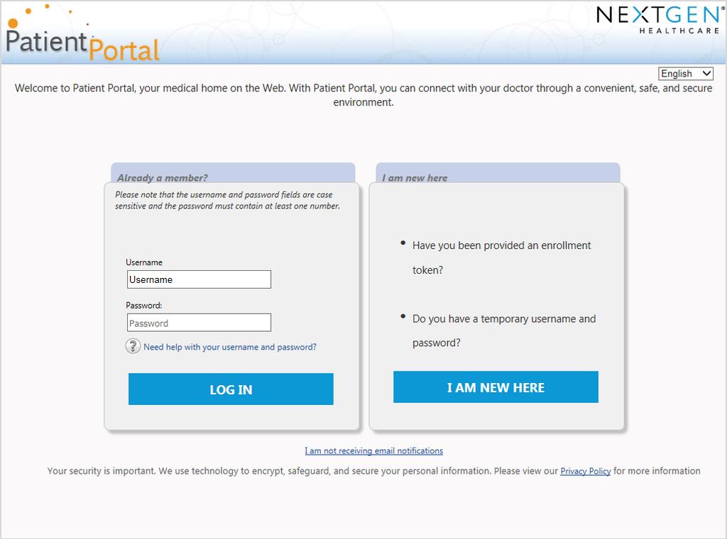 Chapter 3 NextGen Patient Portal Web Account Access Log On to your NextGen Patient Portal