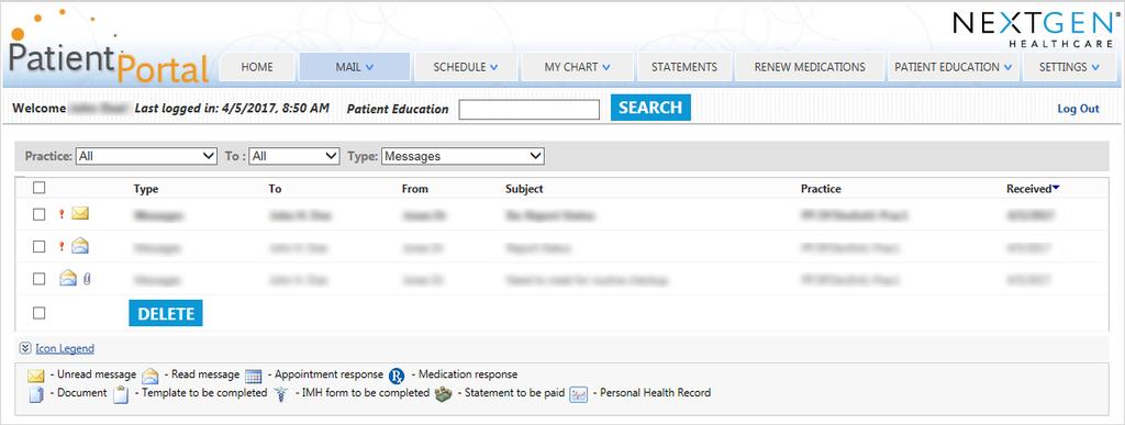 Chapter 4 Your Mail Reply to Messages You can respond to messages sent by practice based on your practice configurations for patient portal.