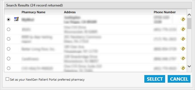 Note: A red asterisk next to a field name indicates a required entry. The pharmacy that was just added appears at the top of the list.