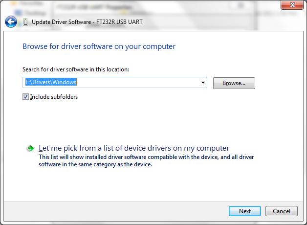 Select the Drivers\Windows folder of the volume where the installation CD is. Let the Include subfolders selected. 7.