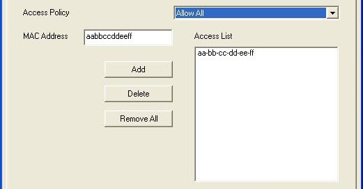 Remove All: Click to delete all MAC addresses on the list. Apply: Click to save and apply changes made.