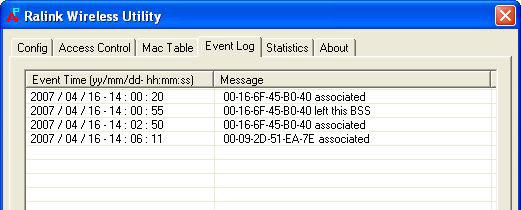 event log Soft AP mode will list all wireless-related activities as a log for reference. 1.