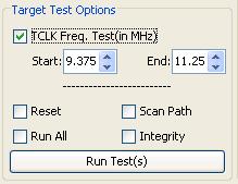 2.3.9 Target Test Options The target test options area allows a user to test Bh560v2 communication to a connected target.