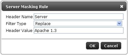Configuring Website Security Profiles Server Masking 3. In the right pane, click the Add New Rule button 4. In the Header Name field, type: Server 5. In the Filter Type, select Replace 6.