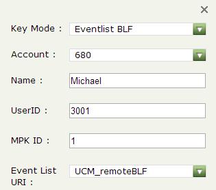 Figure 3: Configure GXV3200 MPK For Event List BLF *