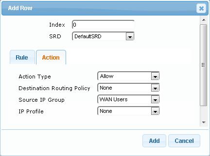 7), you need to add a classification rule. Remember that for the IP PBX and SIP trunk, you configured classification by Proxy Set (see Section 2.7). In the example, calls received on the WAN interface (i.