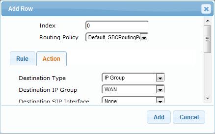 SBC Configuration Examples Figure 4-16: Call Routing Rule from LAN Users to Hosted IP PBX 3.