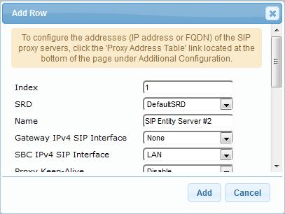 Configuration Note 6. SIP Normalization between SIP Entity Servers 3. Add a Proxy Set for SIP Entity Server #2: a. Add the Proxy Set: Figure 6-8: Proxy Set for SIP Entity Server #2 b.