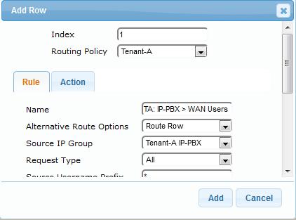 Add routing rules for Tenant A: a.