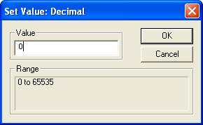 16 Select CIO 3200 and click the Set Value Button. 17 Enter 0 in Value on the Set Value: Decimal Dialog Box and click the OK Button.