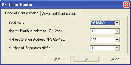 The [Profibus Master] dialog box appears.