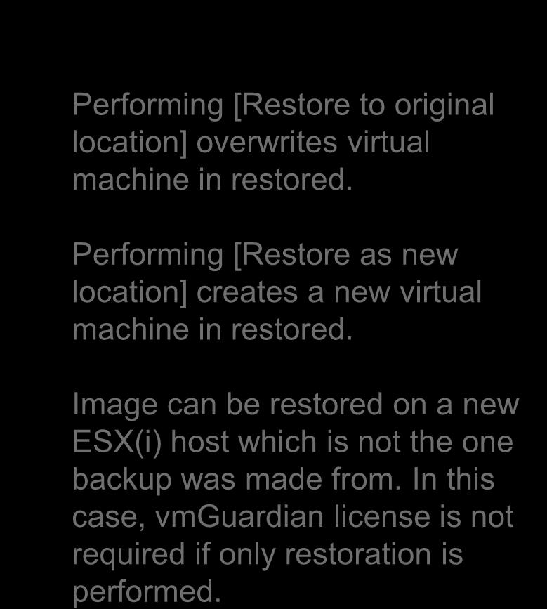 6. Restoration (2) Overwrite Restoration and New Restoration of Virtual Machines Performing [Restore to