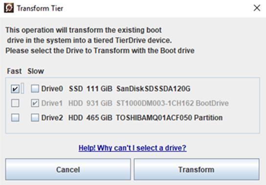 Note, if a drive is grayed out, it is usually because it is in use as a data drive or has partitions on it.