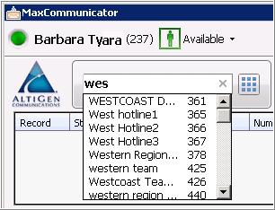 Searching for western team by starting to type in the dialing field The Call Information panel displays the state of the call: Shortcut-Key Dialing and Smart Tag Dialing Shortcut-key dialing If you