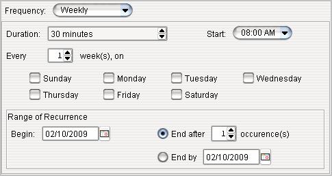 If the meeting is to begin at another time, select On Date, and enter a date and start time.