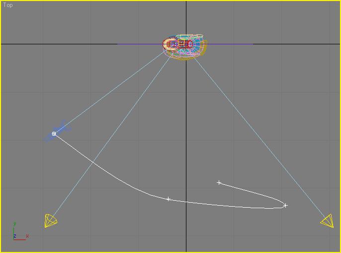 The object you animate is the target camera. You create a line to be used as the path. Then you have the camera follow that path. 1. Open the file ED33-1L_Start_Path Animation.max. 2.