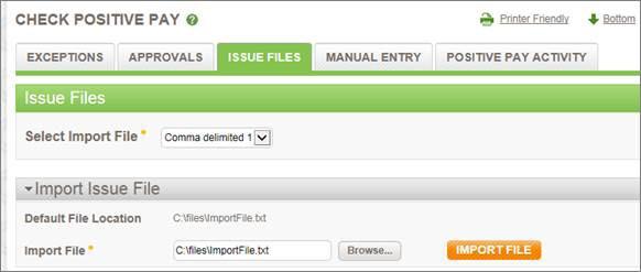 Importing an Issue File once Specifications are Mapped 1. Click Issues File tab. 2.