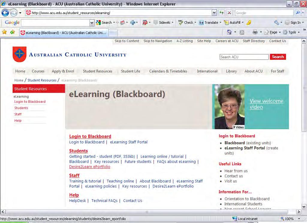 au, and click the elearning link under