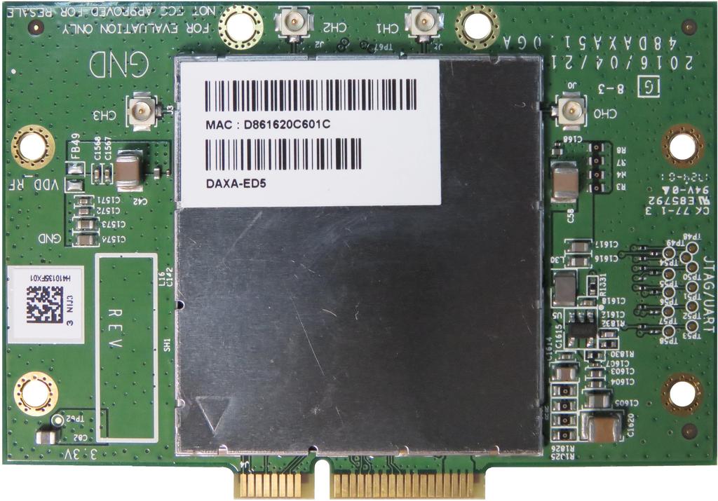 DAXA-ED5 Speciﬁca on 802.11a/n/ac 5GHz 4x4 Wave 2 PCIe mini card, QCA9980 Overview: DAXA-ED5 is an 802.