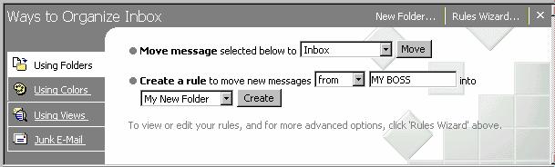 Organizing the Inbox You can organize your INBOX to display your message list in a variety of ways.