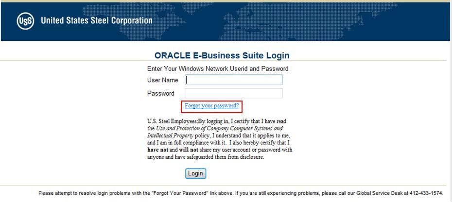 Lesson 1: Vendor Registration Scenario Scenario: The password needs to be reset. The following steps demonstrate how to reset the password. 1. On the Oracle E-Business Suite Login page, click the Forgot your password link.
