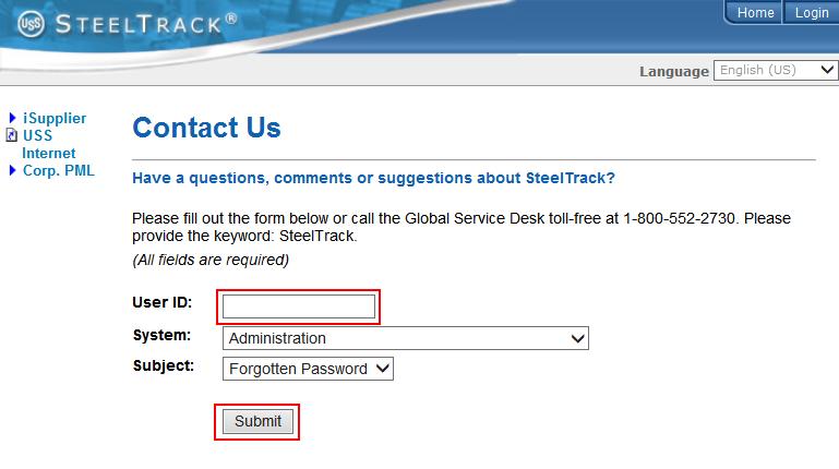 in SteelTrack opens the Contact Us page where instructions for the Quest Password Manager are also