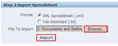 Under Step 2: Import Spreadsheet, select the desired